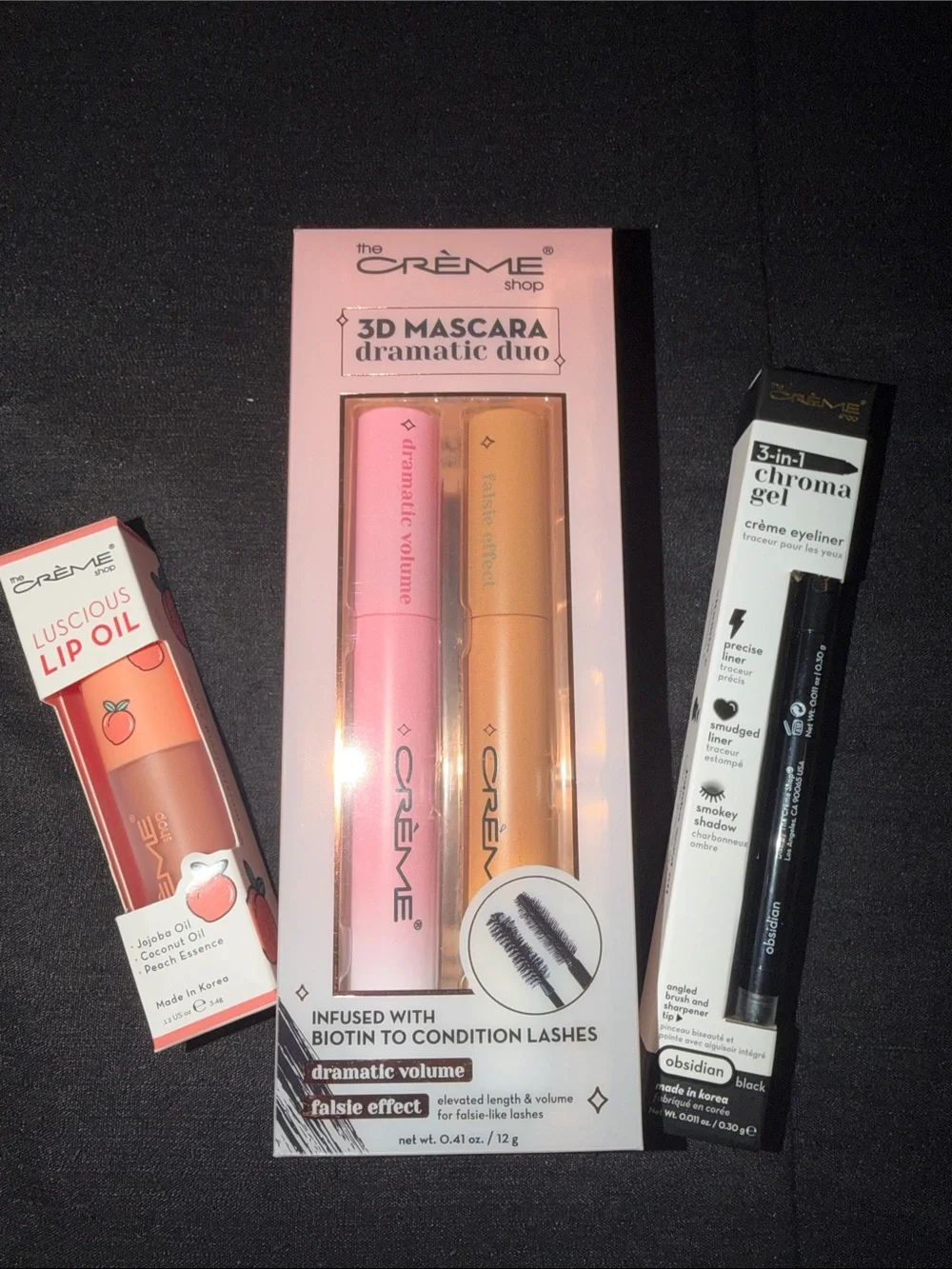 The Crème Shop 3D Mascara Dramatic Duo-3-1 Creme Eyeliner& Luscious 👄Lip Bundle